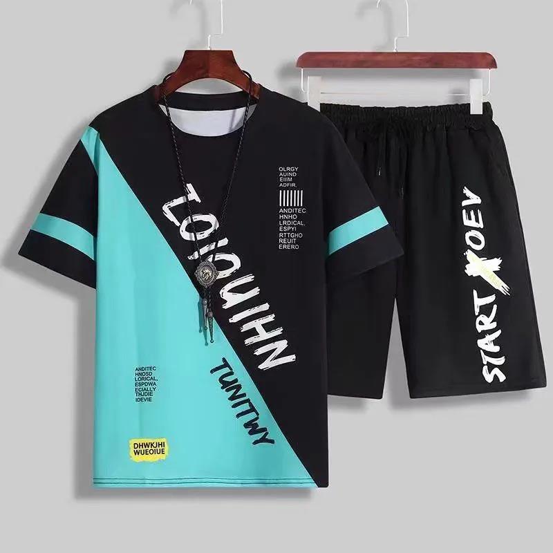 Summer Casual Suit Male Student Trend Handsome Youth Sports Short-sleeved Shorts Suit Clothes