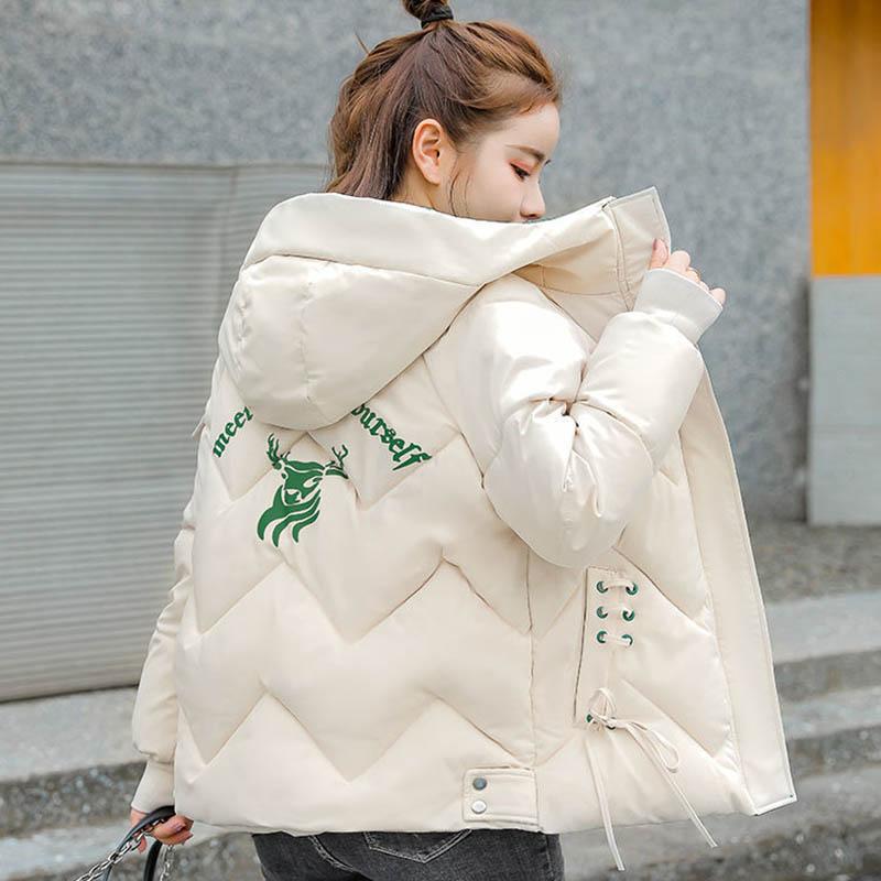 Winter Padded Jacket Women's Western Style Printing Thick Loose Large Size All-match Down Cotton Jacket