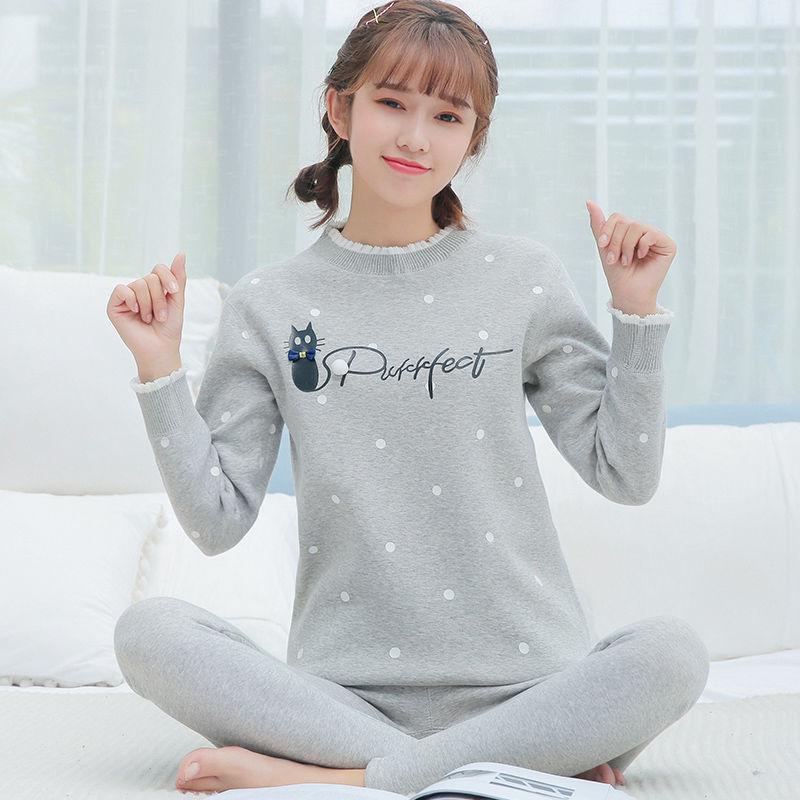 Women Warm Pajamas Thermal Underwear Homewear Winter Basic Set