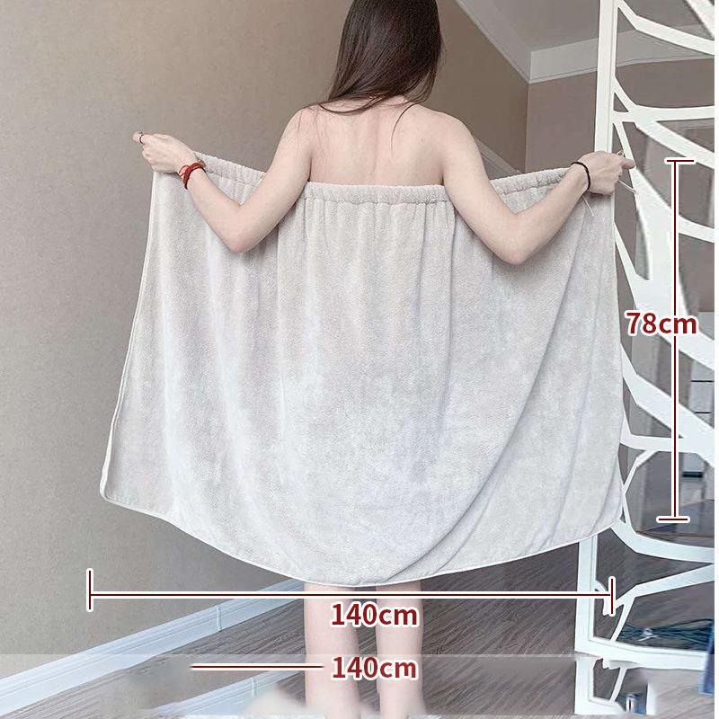 Bath Towel + Hair Band Two-piece Female Cotton Absorbent Non-linting Bath Skirt Can Wear Sexy Tube Top Bathrobe Soft Flannel Fabric