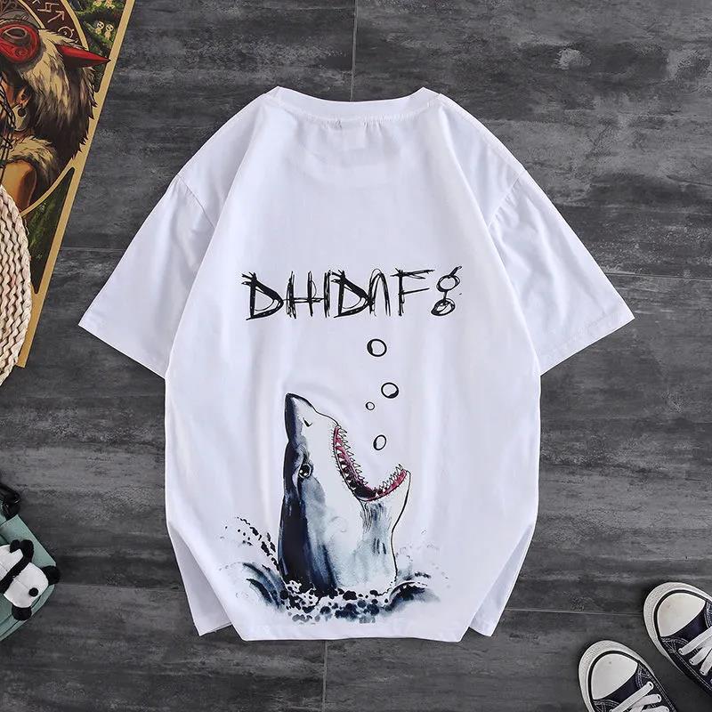 Tide Brand Round Neck Printed T-shirt Loose Wild Short-sleeved Men's Half-sleeved Casual Trend