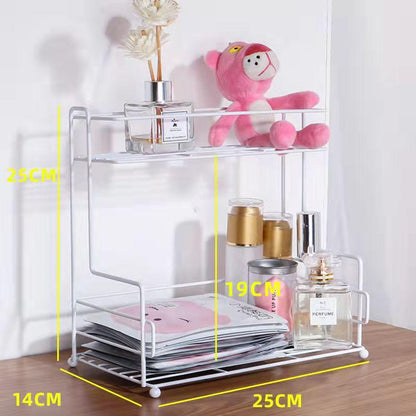 Desktop Bathroom Cosmetic Storage Rack Dormitory Office Storage Double-layer Finishing Rack Kitchen Spice Rack Organizer Study Room Rack