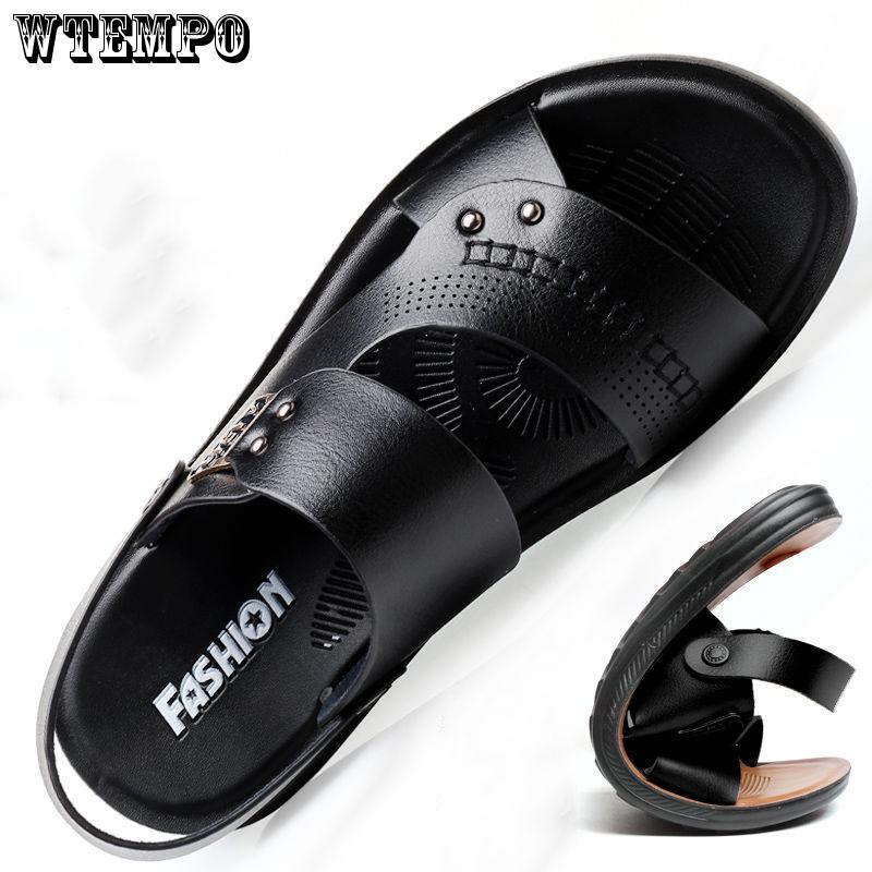 Summer Mens Sandals Fashion Male Genuine Leather Sandals Summer Beach Leather Shoes