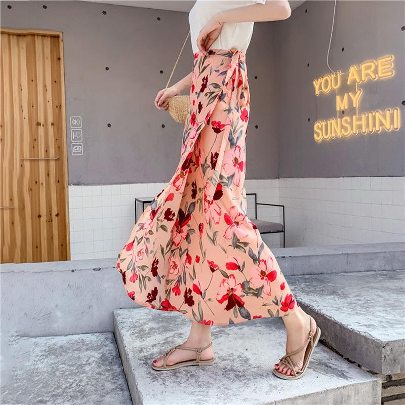 Long Floral Chiffon Casual Skirt A Piece of Cloth Women Summer Long Beach Wrap Skirt