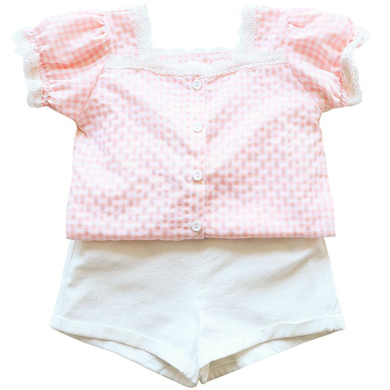 Baby Girl's Summer Suit Small Medium-sized Children's Korean Baby Shirt Fashionable Shorts Two-piece Princess