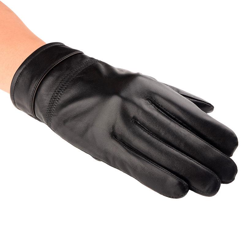 Leather gloves Thick gloves Man fashion gloves Plush Cotton gloves Windproof gloves Winter Warm