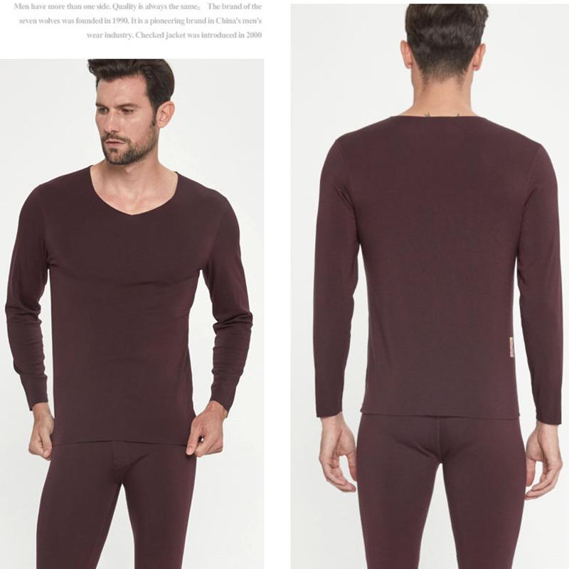 Men Winter Thermal Underwear O-neck Male Autumn Tight Tops Thicken Windproof Comfortable Soft Lining Long Sleeve High Elasticity Spring Pajamas V-neck