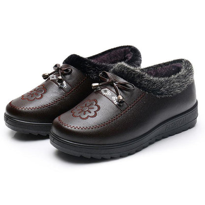 Cotton Shoes Women's Shoes Short Boots Plus Velvet To Keep Warm for The Elderly Leather Cotton Boots, Winter Leather Cotton Shoes