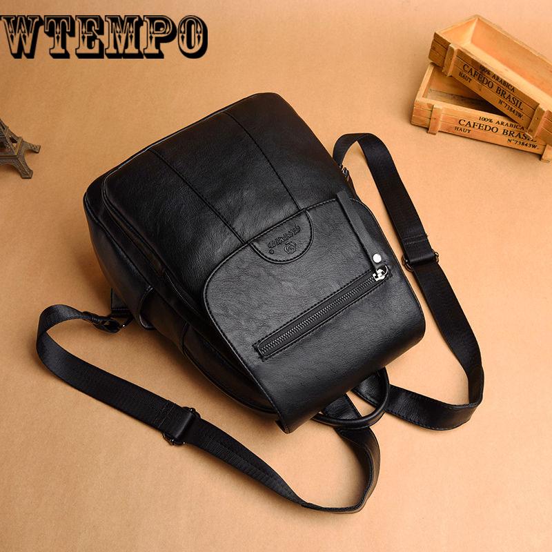 Fashion Women Backpack  Leather Black Travel Bags Girl's Schoolbag High Quality Knapsack