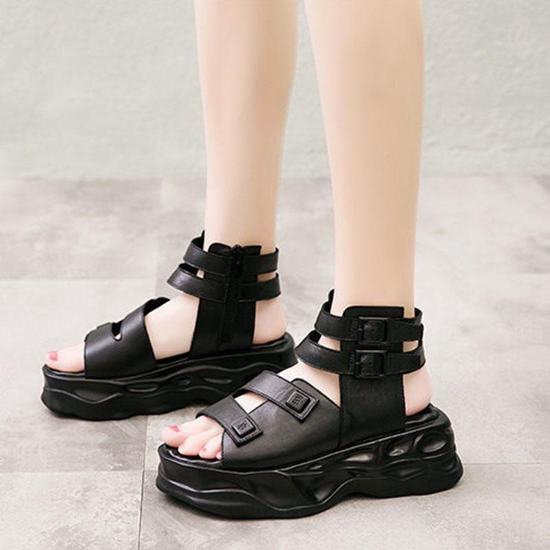 Plus Size 34-39 Summer Women Outdoor Rome Flip Flop Flat Bohemian Beach Shoes Non-slip Office Lady Black Sandals