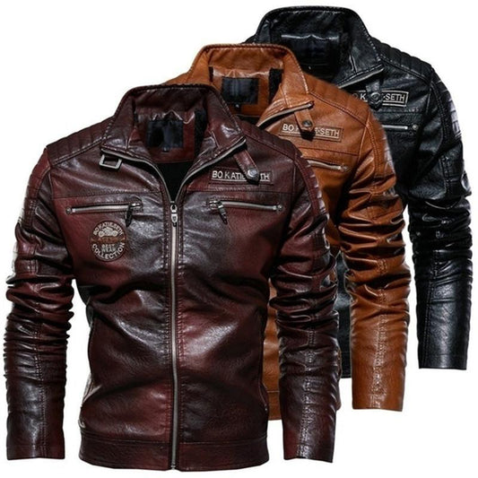 Men's Fashion Leather Jacket Coat Motorcycle Style Men's Business Casual Jacket Handsome Coat