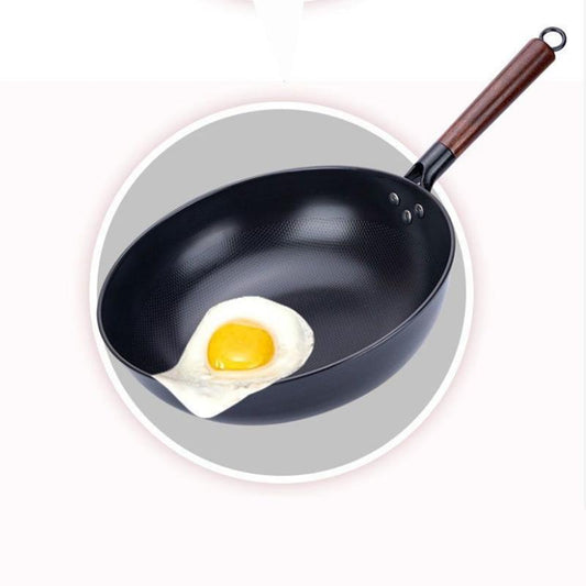 No-open Pot Household Healthy Uncoated Single Small Pure Iron Pot Wooden Handle Cooking Pot Induction Cooker Gas Stove Universal