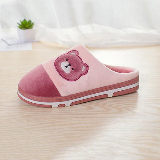 Winter Slippers Women Pink Plus Size Cotton Shoes Home Non Slip Slides Thick Fleece Warm Winter Men Slippers Black Blue