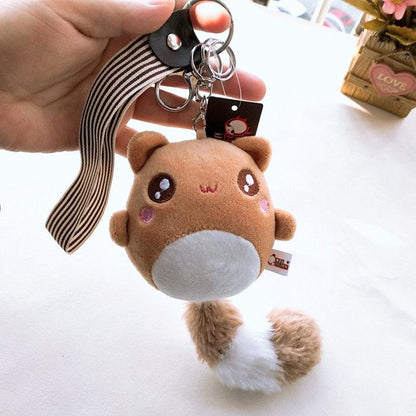 Creative Small Plush Bear Cute Little Schoolbag Pendant Lovely Long Tail Plush Doll Children's Gift Plush Toy Car Key Ring