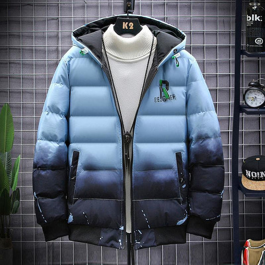 Men's Hooded Jacket Warm Cotton Jacket for Teenagers Plus Thicker Size Fat Style Double-sided Wear Student Cotton Jacket