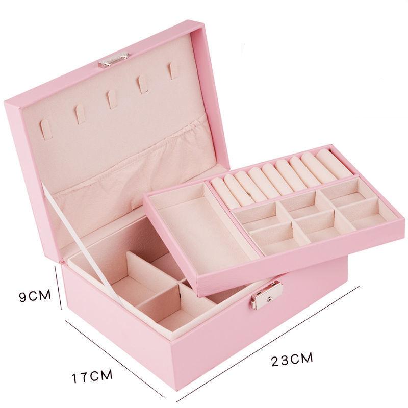 Double-Layer Velvet Jewelry Box High Capacity Leather European Jewelry Storage Box Large Space Jewelry Holder Gift Box