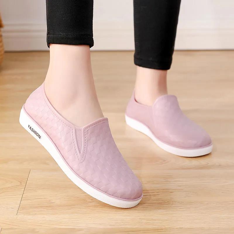 Women's Non-slip Low-top Rain Boots Adult Water Shoes Outer Wear Short Water Boots Kitchen Waterproof Shoes Work Rubber Shoes