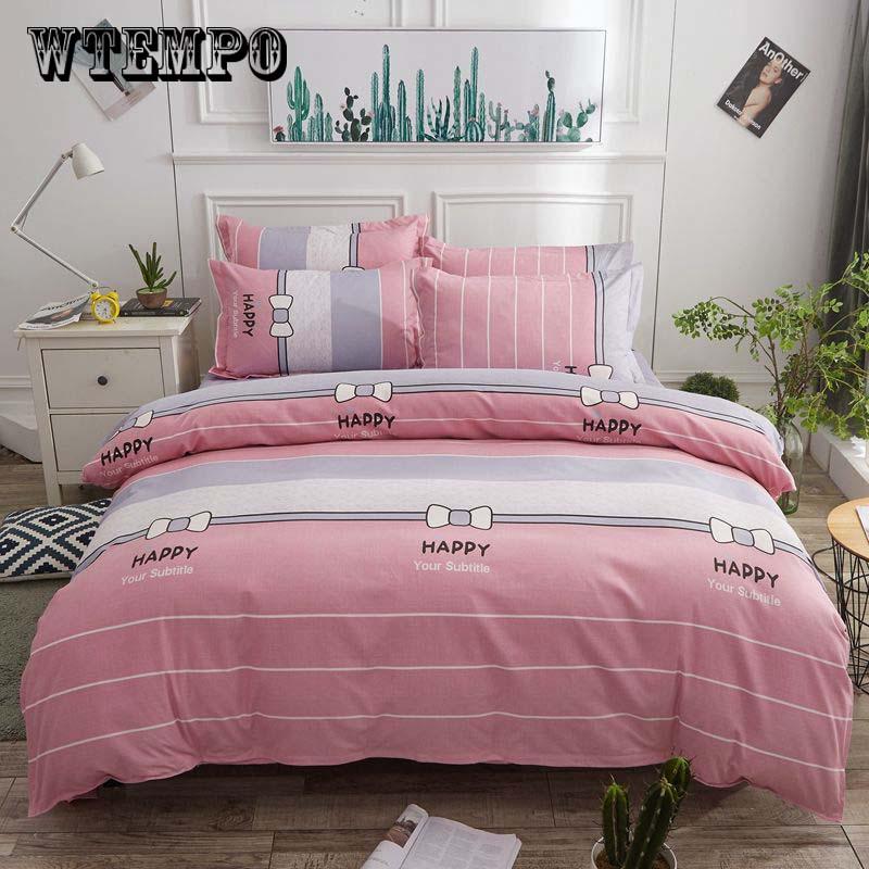 Bedclothes Simple Fashion Geometric Stripes Bed Sheet Duvet Cover Sets 4pcs Bedding Set