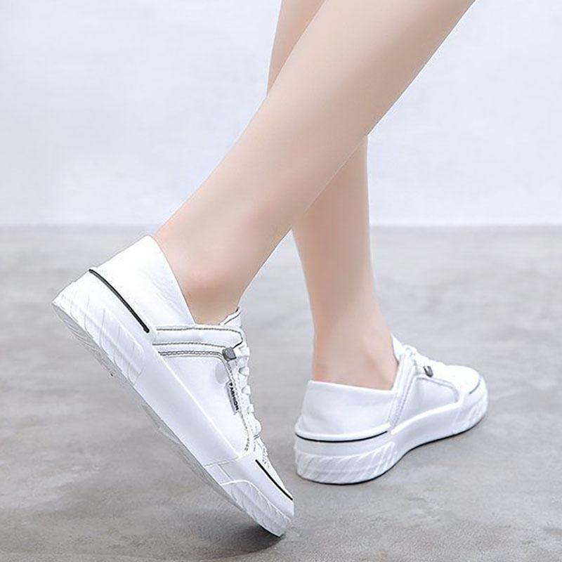 Soft Leather Two-wear White Shoes Women's Spring and Summer Flat Casual Lazy Shoes and Pedal Shoes