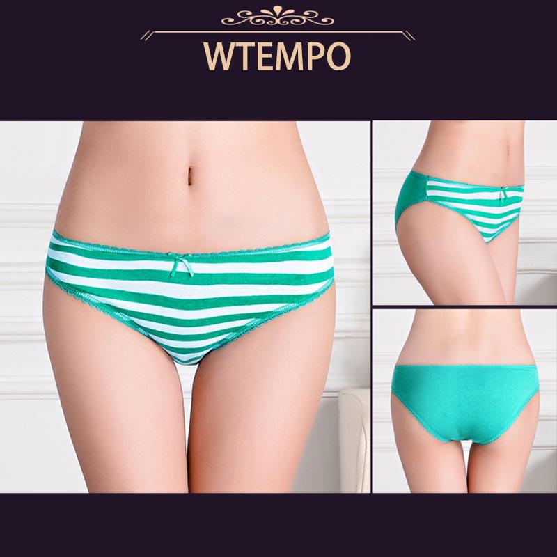 Top Women Cotton Brief Underwear Striped Plus size Panties Breathable Girl's Underpants 6 Pcs/lot