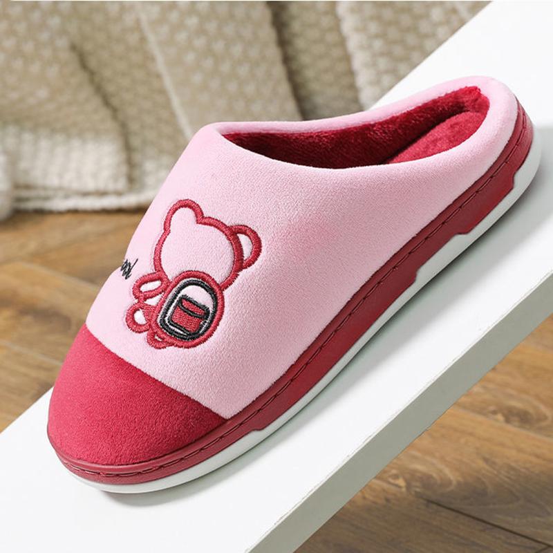 Winter Couple Thickened Non-slip Slippers Home Warm Indoor Fur Slippers Cotton Slippers