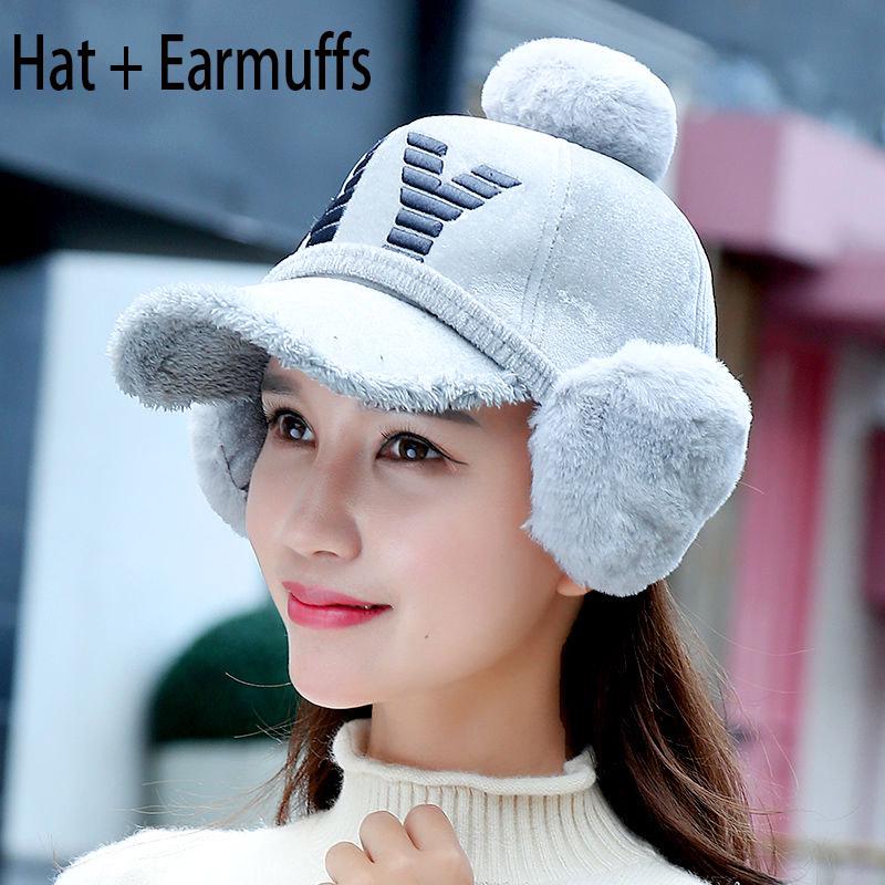 Windproof hat Autumn winter Warm hat Thick hat Fashion Woman hat Plush Cotton hat Trendy wild hat