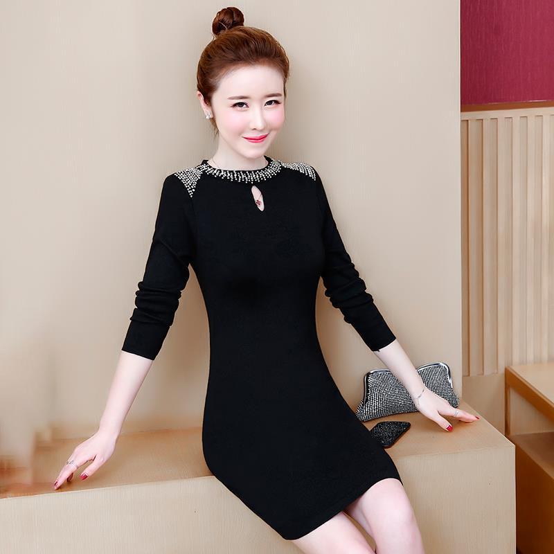 Autumn and Winter Long-sleeved Slim-fit Sweater Mid-length Fashion Fashionable Dress