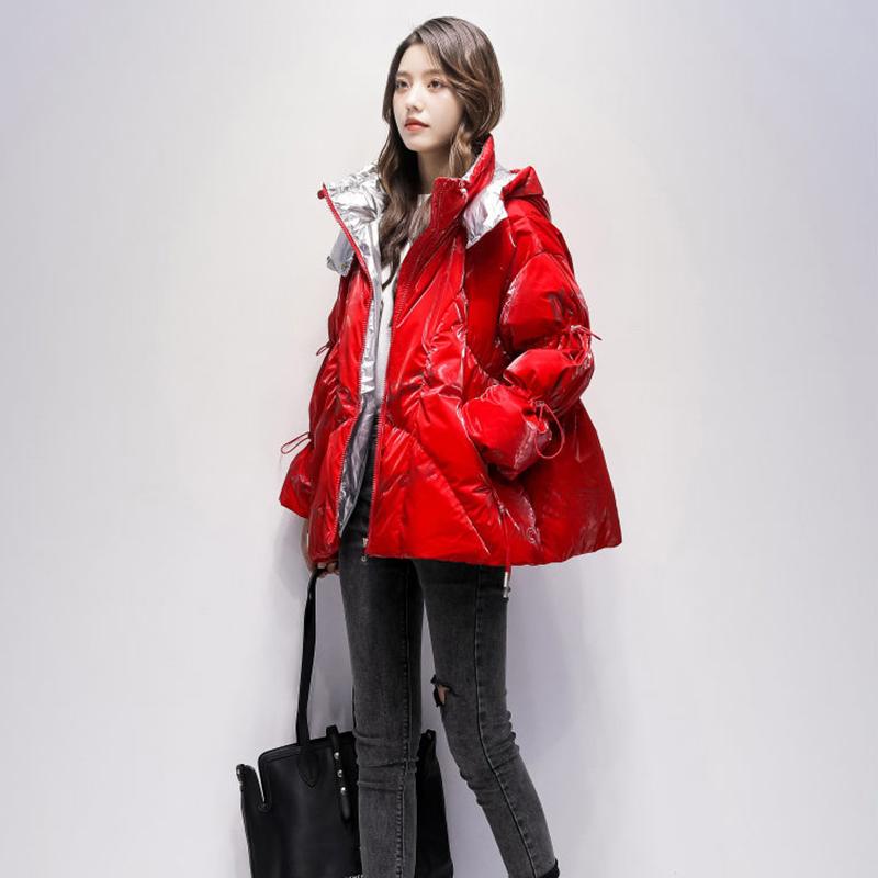 Bright Face Down Cotton Padded Clothes Short Loose Thickened Warm Coat Women's Korean Hooded Down Jacket Quilted Jacket