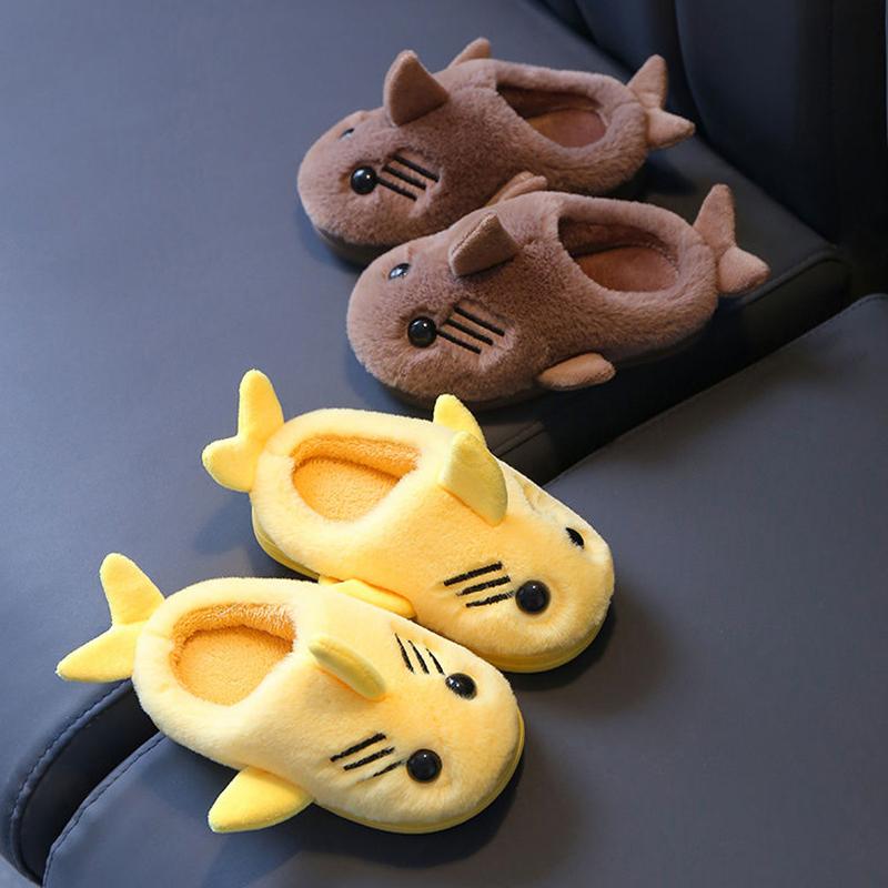 Children's Cotton Slippers Winter Cartoon Fish Boys and Girls Warm Thick Anti-skid Soft Bottom Home Indoor Baby Cotton Shoes