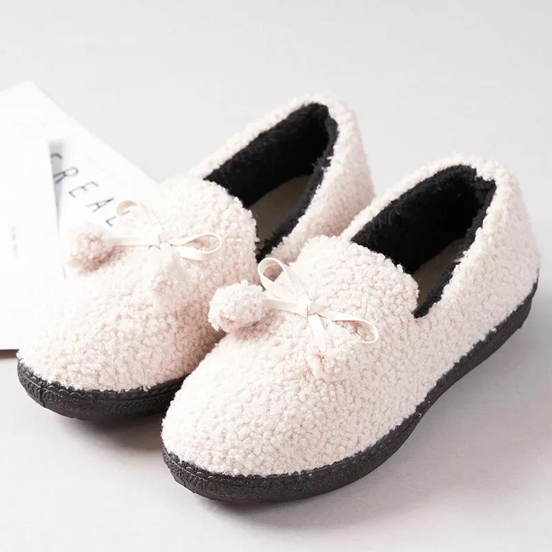 Women's Autumn and Winter Warm Doudou Shoes Thickened Soft Bottom Warm Woolen Shoes Flat Bottom Versatile Cotton Mother's Shoes