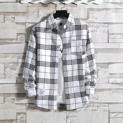 Plus Size Shirt Men T-shirts Button Up Overshirt Plaid Tees Stretch Undies Male Fashion Clothing Long Sleeves Casual Cardigan