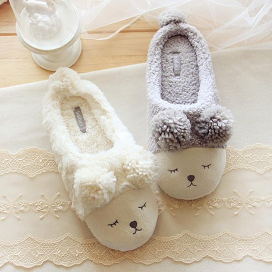 Cute Women Slipper Squinting Small Sheep Winter Fleece Warm Shoes Soft Indoor Slippers Casual Shoes