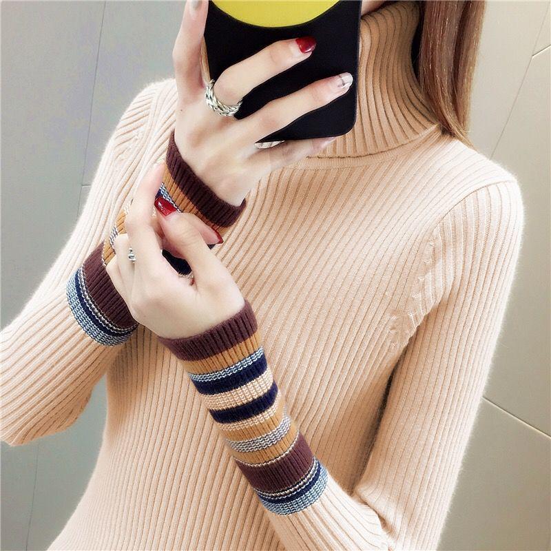 Medium and Long Section High Collar Sweater Winter Knitting Sweaters Large Size Sweater Woman