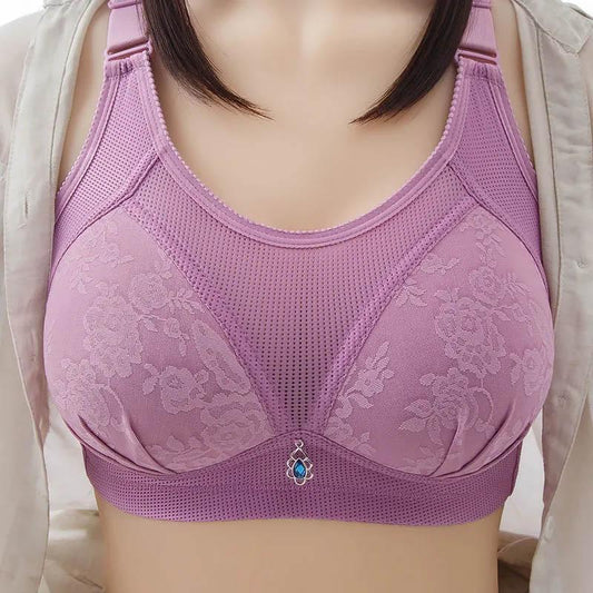 Ladies Large Size Thin Section Anti-sagging Side Breast Beauty Back Anti-glare No Steel Ring Gathering Underwear Bra