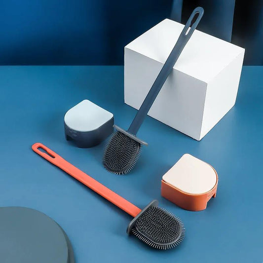 Silicone Toilet Brush Dead Corner Multi-function Toilet Toilet Brush Free Punch with Base Toilet Brush Toilet Brush Artifact