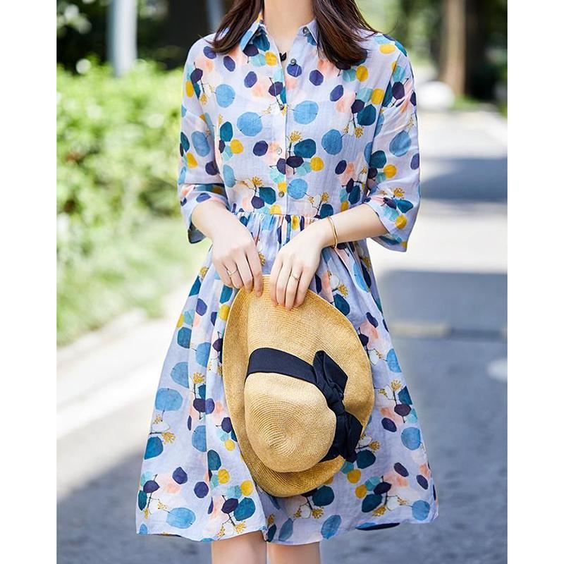 Mid-length Dress Slim Slim All-match Large-size Skirt Long Skirt Retro Wave Dot Elegant A-line Skirt Summer Style Beach Skirt