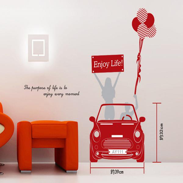 Love car bedroom romantic wall sticker TV background wallpaper removable self-adhesive