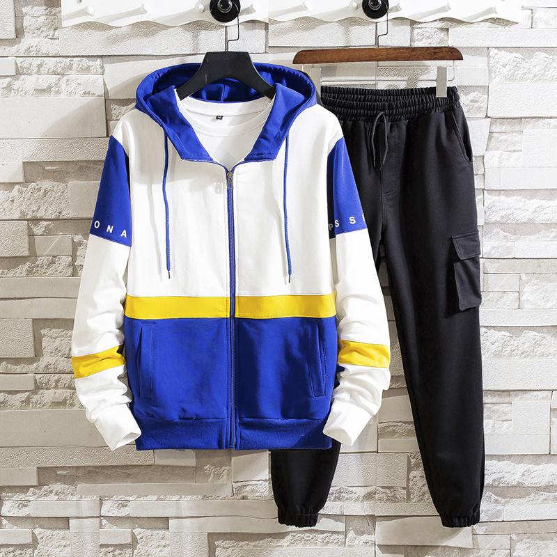 Hoodie Large Size Spring and Autumn Men's Clothing 2pcs set Trendy Long Sleeve Sweatshirt Set