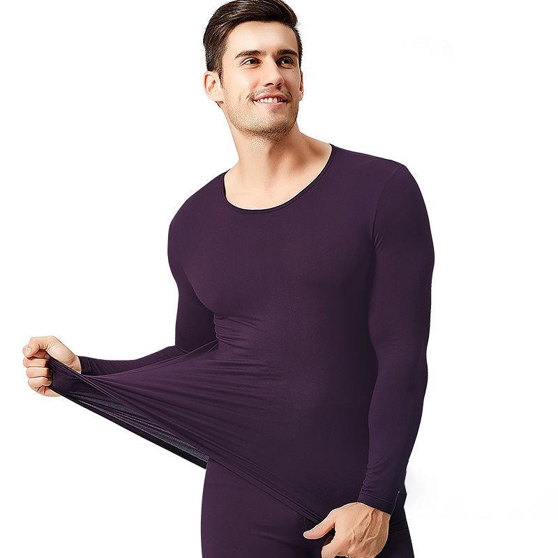 Men Winter Autumn Thicken Thermal Underwear Tight Suit High Elasticity Wearable Comfortable Soft Lining O-neck Pajamas V-neck Long Sleeve Breathable