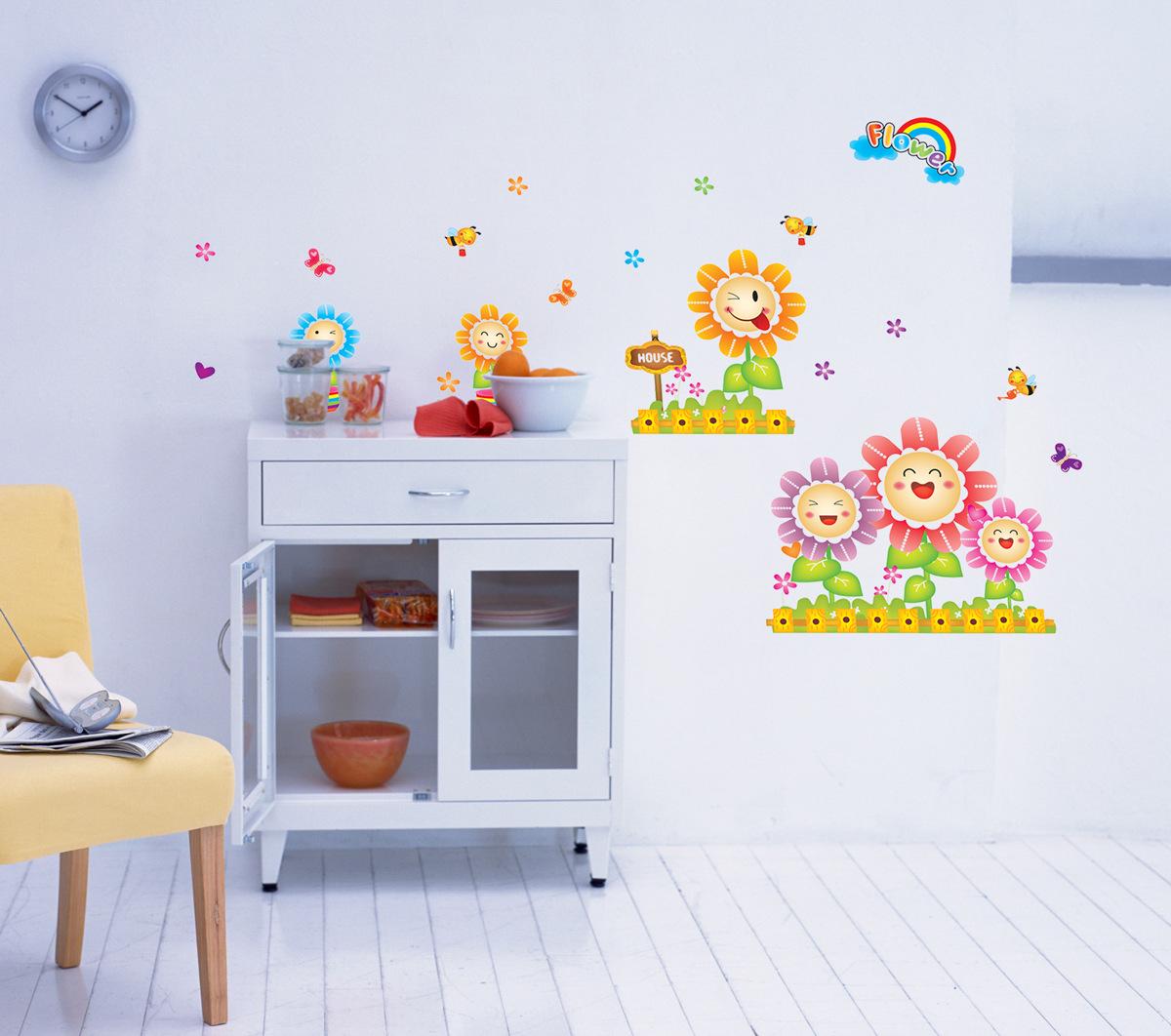 Sunflower Wall Sticker Home Living Room Bedroom Kindergarten Children Room Decoration Stickers