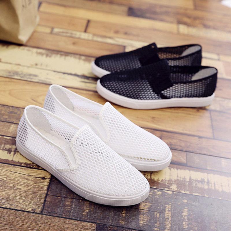 Summer Mesh Breathable White Shoes Female One-foot Flat-soled Student Net Shoes Sports and Leisure Korean Sneakers Old Beijing Women's Shoes