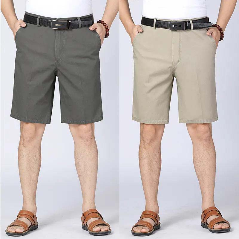 100% Cotton Shorts Summer Thin Section Straight Loose Casual Men's Shorts Middle-aged and Elderly Five-point Pants (2 pieces)