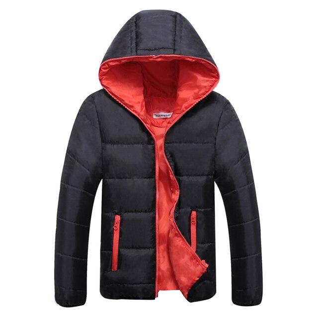 Winter Men's Zipper Hooded Down Jacket Solid Color Jacket Warm and Windproof Casual Printed Men's Jacket