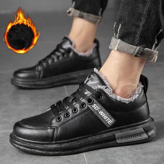 Men's Winter Flat Cotton Shoes Large Size Plush Warm Casual Shoes Men's Versatile Non Slip Sneakers