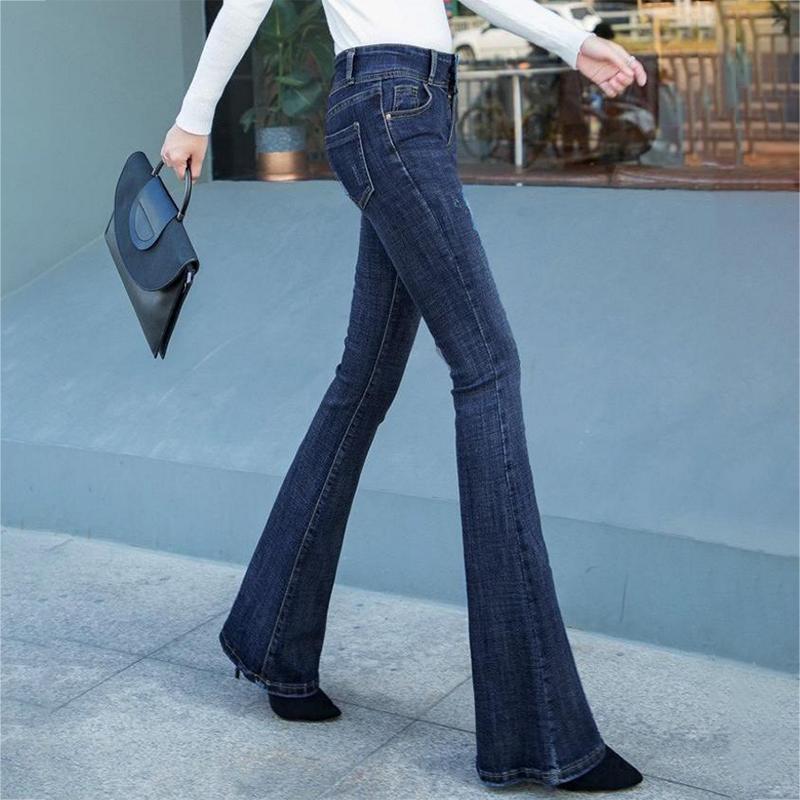 WTEMPO Flare Jeans Summer Women Casual Ladies Long Pants Bell Bottoms Jeans Large  Denim Trousers