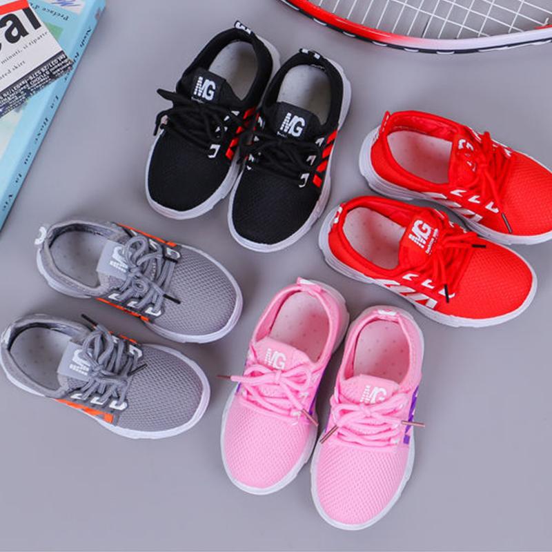 Fashionable Children Infant Kids Baby Girls Boys Solid Stretch Mesh Net Breathable Sport Run Sneakers Shoes