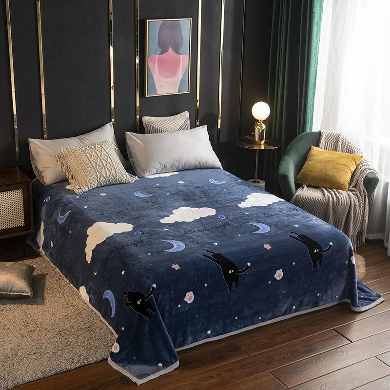 Thickened Flannel Blanket Quilt Blanket Summer Double-sided Fleece Sheet Single Coral Fleece Blanket Bunk Bed Sheet Travel Portable Warm Blanket