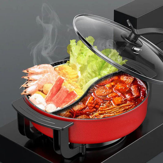 Mandarin Duck Pot Household Multi-function Steaming Cooking Frying Non-stick Large-capacity Electric Pot and Grilling All-in-one Pot