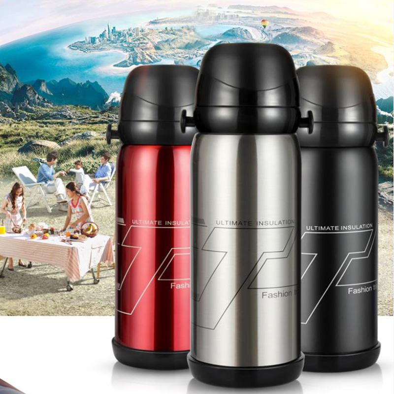 800ml Stainless Steel Vacuum Flask Outdoor Sports Large Capacity Kettle Coffee Tea Water Bottle Milk Cup