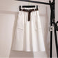 Women's Spring and Summer Skirts Mid-length Knee-length Elegant Button High-waisted Skirt Pleated School Skirt